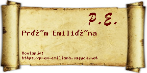 Prém Emiliána névjegykártya